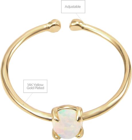MUSTHAVE 18K Rose Gold Plated Opal Ring, White/Green/Pink Opal, Adjustable Size in Kuwait