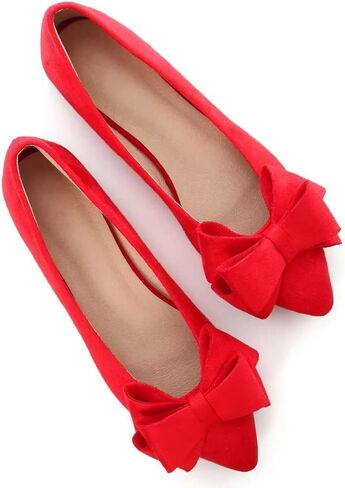 Stunner Womens Bowknot Flower Ballet Flats Pointed Toe Soft Dress Shoes in Kuwait