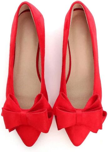 Stunner Womens Bowknot Flower Ballet Flats Pointed Toe Soft Dress Shoes in Kuwait