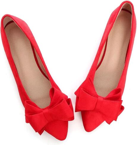Stunner Womens Bowknot Flower Ballet Flats Pointed Toe Soft Dress Shoes in Kuwait