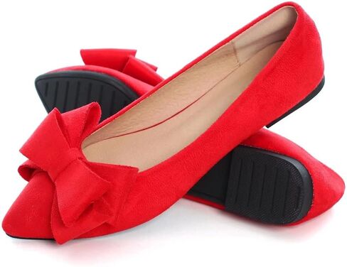 Stunner Womens Bowknot Flower Ballet Flats Pointed Toe Soft Dress Shoes in Kuwait
