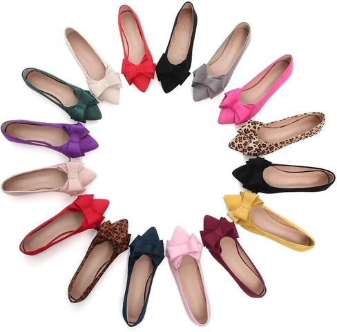 Stunner Womens Bowknot Flower Ballet Flats Pointed Toe Soft Dress Shoes in Kuwait