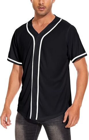 JUNG KOOK Mens Baseball Jersey Button Down Plain Tshirts Hipster Hip Hop Softball Sports Active Tee in Kuwait