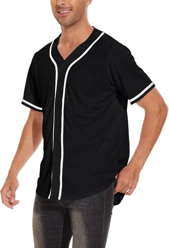 JUNG KOOK Mens Baseball Jersey Button Down Plain Tshirts Hipster Hip Hop Softball Sports Active Tee in Kuwait
