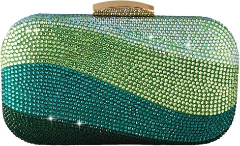 Boutique De FGG Sea Wave Luxury Crystal Clutch Evening Bags for Women Colorful Rhinestone Wedding Handbags and Purses in Saudi Arabia