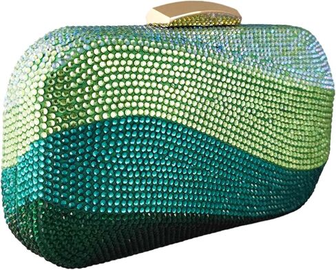 Boutique De FGG Sea Wave Luxury Crystal Clutch Evening Bags for Women Colorful Rhinestone Wedding Handbags and Purses in Saudi Arabia