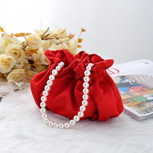 JAMBHALA Small Wristlet Purses Mini Bucket Bag Women Hobo Bag with Faux Pearl Chain in Saudi Arabia