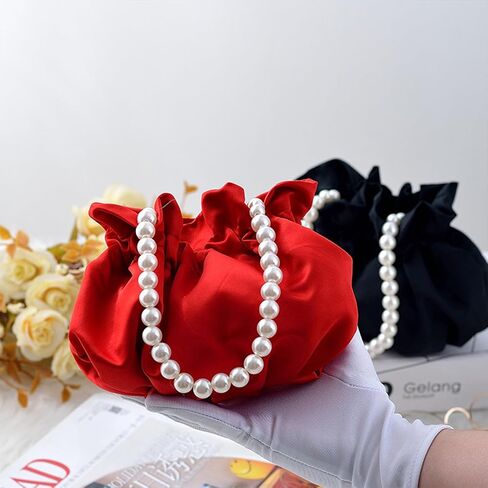 JAMBHALA Small Wristlet Purses Mini Bucket Bag Women Hobo Bag with Faux Pearl Chain in Saudi Arabia