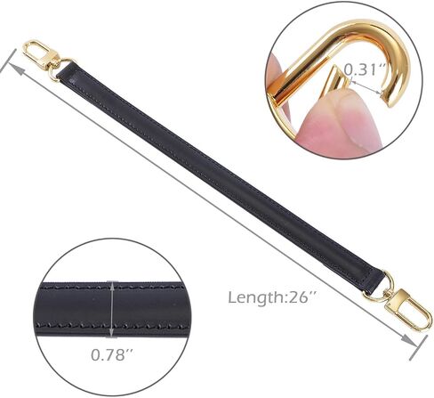 Genuine Leather Plain Strap Replacement Top Handle Leather Strap for Handbag (Black, 14.5 in) in Saudi Arabia