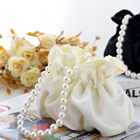 JAMBHALA Small Wristlet Purses Mini Bucket Bag Women Hobo Bag with Faux Pearl Chain in Saudi Arabia