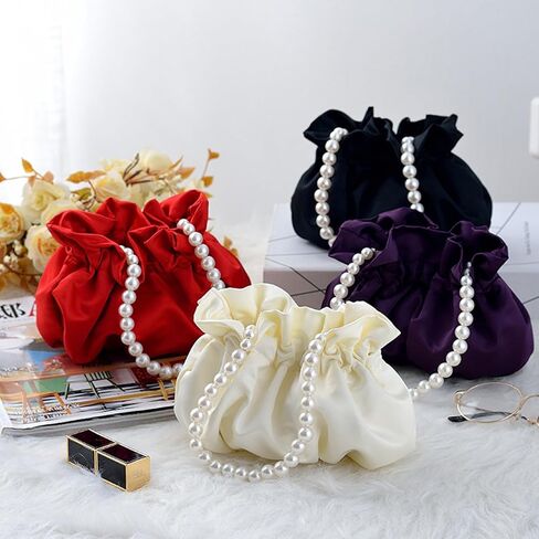 JAMBHALA Small Wristlet Purses Mini Bucket Bag Women Hobo Bag with Faux Pearl Chain in Saudi Arabia