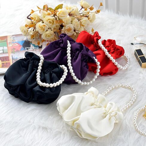 JAMBHALA Small Wristlet Purses Mini Bucket Bag Women Hobo Bag with Faux Pearl Chain in Saudi Arabia