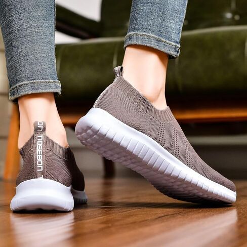 TIOSEBON Women's Walking Slip On Sock Knit Shoes | Lightweight Breathable Mesh Sneakers, Cushioned Sole, Casual Comfortable for All-day Standing, teachers & Travel in Saudi Arabia