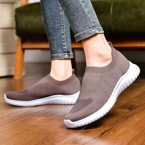 TIOSEBON Women's Walking Slip On Sock Knit Shoes | Lightweight Breathable Mesh Sneakers, Cushioned Sole, Casual Comfortable for All-day Standing, teachers & Travel in Saudi Arabia