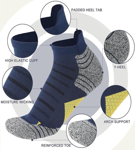 Ｋ・ＮＩＶＥ Men's Cushioned Ankle Socks Athletic Running Low Cut Socks 6-10/10-13/13-15 in Saudi Arabia