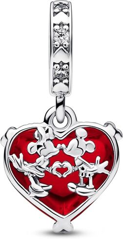 Pandora Disney Mickey & Minnie Mouse Kiss Red Murano Glass Dangle Charm 792522C01 in Saudi Arabia