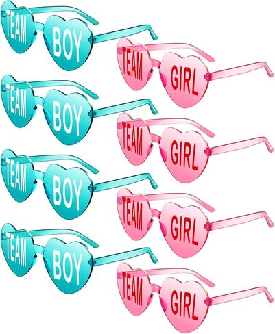 8 Pairs Blue and Pink Sunglasses Frameless Gender Reveal Glasses Team Girl and Team Boy Decor for Gender Reveal Party in Saudi Arabia
