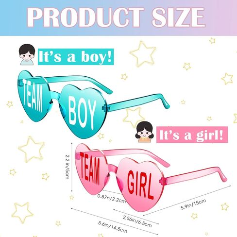 8 Pairs Blue and Pink Sunglasses Frameless Gender Reveal Glasses Team Girl and Team Boy Decor for Gender Reveal Party in Saudi Arabia