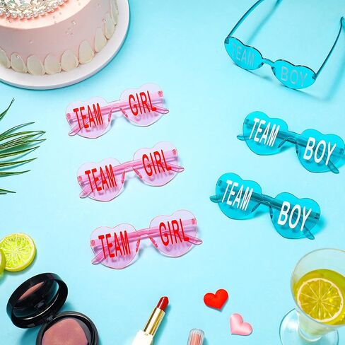 8 Pairs Blue and Pink Sunglasses Frameless Gender Reveal Glasses Team Girl and Team Boy Decor for Gender Reveal Party in Saudi Arabia