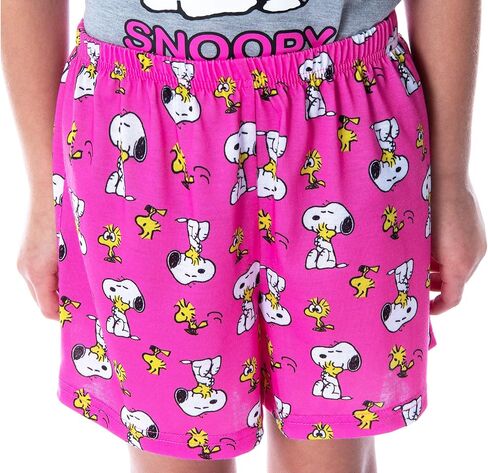 INTIMO Peanuts Girls' Pajamas Snoopy and Woodstock Shirt And Shorts 2 Piece Pajama Set in Saudi Arabia