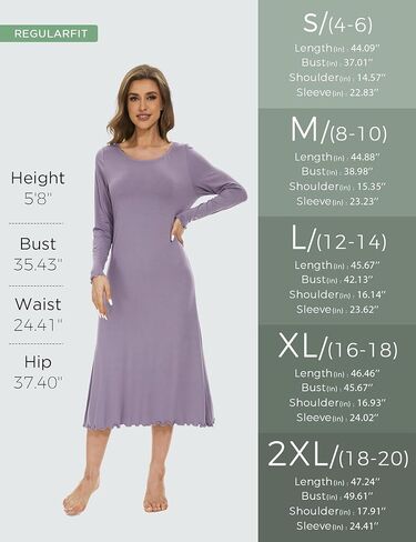 GYS Bamboo Nightgowns for Women Long Sleeve Nightshirts Sleepwear Soft Sleep Shirts Night Dress in Saudi Arabia