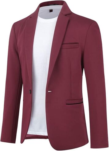 Cloudstyle Mens 2 Piece Suits Casual 1 Button Tux Blazer Jacket Vest Trousers Suit Sets in Kuwait