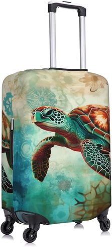 غطاء حقيبة السفر على الشاطئ من YouQu Sea Turtle Beach، غطاء أمتعة قابل للغسل لحيوانات المحيط مقاس XL - يناسب الأمتعة مقاس 29-32 بوصة (بدون حقيبة) in Kuwait