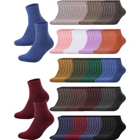 Suhine 60 Pairs Womens Cotton Socks Crew Men Thick Knit Vintage Warm Crew Winter Socks Boot Socks Thermal Socks Solid Color Socks Above Ankle for Casual Christmas Gifts in Saudi Arabia