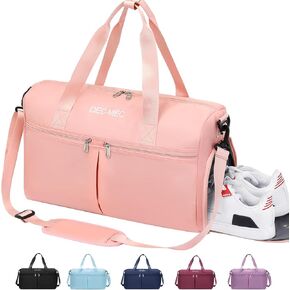 Dec-Mec Gym Bag for Women and Men with Shoes Compartment, Small Duffel Bag for Sports,Travel, Carry On Weekender Overnight Bag for Plane Gym Tote Bags Swimming Yoga Hospital Holdalls