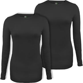 Green Town Scrubs للنساء - تي شيرت تحتي بأكمام طويلة، فائق النعومة، قماش مطاطي، خفيف الوزن، سهل العناية