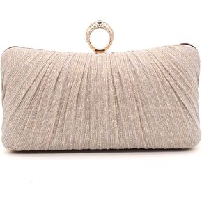 Crbeqabe Women Clutch Purse Formal Clutch Purse Pleated Clutch Bag Gold Clutch for Women Wedding Party