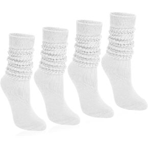 Justay 4 Pairs Women Slouch Socks Soft Knee High Scrunch Slouchy Socks Knit Tube Extra Long Socks for Women