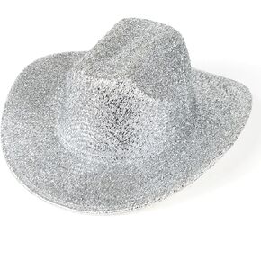 قبعة راعية البقر الفضية من HUDANHUWEI، قبعة رعاة البقر الغربية اللامعة لمهرجان الحفلات in Kuwait