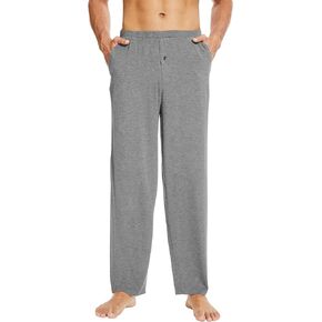 WiWi Men's Soft Knit Pajama Pants Bamboo Viscose Sleep Lounge Bottoms with Pockets Open Fly Sleepwear Sweatpants S-XXL