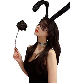 YIUWLMN قطعتان من الدانتيل المثير آذان أرنب من الدانتيل الأسود المليء بالغموض (الحفلة، التاريخ، الأزياء التنكرية، المهرجانات) دع جمالك في الضباب كما لو كان مخفيًا in Kuwait