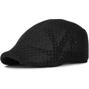 LOCOMO Men Women Mesh Newsboy Flat Cap Simple Plain Color Breathable Summer Gatsby Irish Hunting Driver Golf Ivy Beret Hat