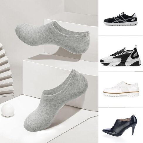 مجموعة من 8 جوارب للنساء من Eliamo مكونة من 8 جوارب بدون عرض، جوارب للنساء بقصة منخفضة وخط قارب مسطح مانع للانزلاق in Kuwait