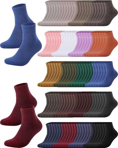 Suhine 60 Pairs Womens Cotton Socks Crew Men Thick Knit Vintage Warm Crew Winter Socks Boot Socks Thermal Socks Solid Color Socks Above Ankle for Casual Christmas Gifts in Saudi Arabia