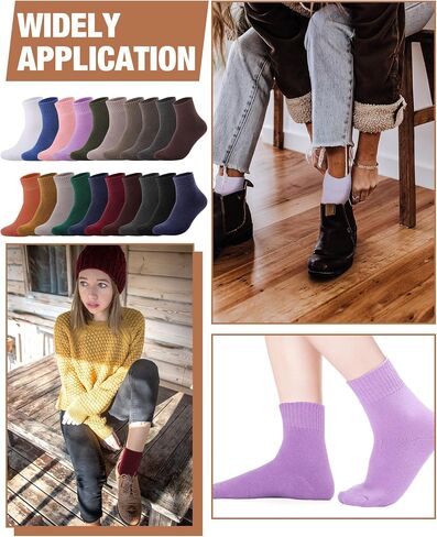 Suhine 60 Pairs Womens Cotton Socks Crew Men Thick Knit Vintage Warm Crew Winter Socks Boot Socks Thermal Socks Solid Color Socks Above Ankle for Casual Christmas Gifts in Saudi Arabia