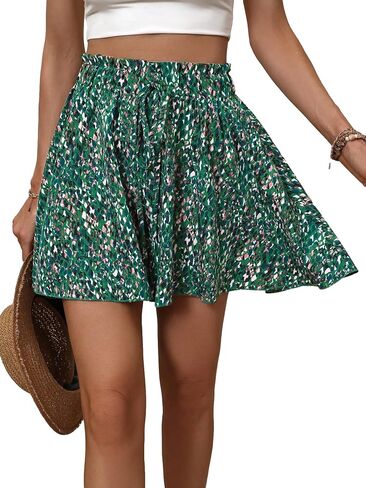 Milumia Women's Ditsy Floral Elastic Waist Skort Ruffle Hem Boho Short Skirt Skorts in Saudi Arabia