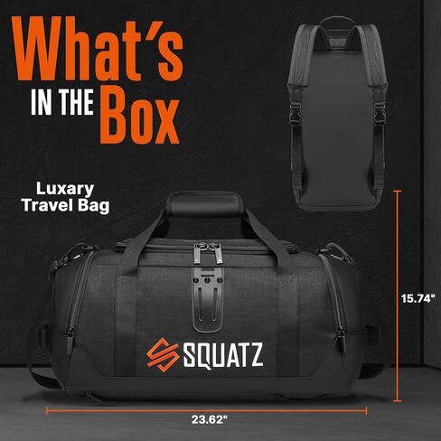 SQUATZ Travel Duffle Backpack - Convertible Foldable Gym Carry On Bag, Adjustable and Removable Shoulder Strap, Spacious Shoe Compartment and Multiple Pockets, Luxury Fashion Bag Travel, Gym, Vacation in Saudi Arabia