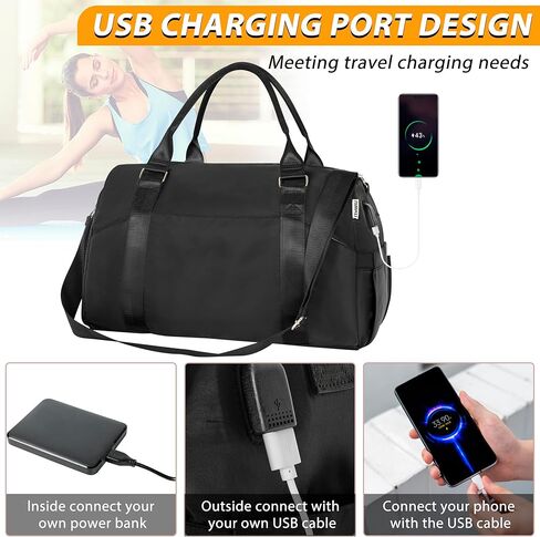 حقيبة سفر رياضية من ITHWIU للنساء، حقيبة صالة الألعاب الرياضية مع منفذ شحن USB، حقيبة ليلية لعطلة نهاية الأسبوع مع جيب مبلل وحجرة أحذية للنساء، صالة الألعاب الرياضية، اليوغا، السفر (وردي) in Kuwait