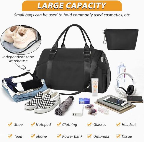 حقيبة سفر رياضية من ITHWIU للنساء، حقيبة صالة الألعاب الرياضية مع منفذ شحن USB، حقيبة ليلية لعطلة نهاية الأسبوع مع جيب مبلل وحجرة أحذية للنساء، صالة الألعاب الرياضية، اليوغا، السفر (وردي) in Kuwait