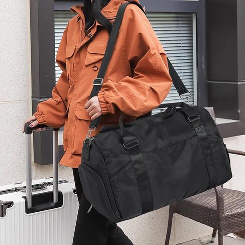 حقيبة سفر رياضية من ITHWIU للنساء، حقيبة صالة الألعاب الرياضية مع منفذ شحن USB، حقيبة ليلية لعطلة نهاية الأسبوع مع جيب مبلل وحجرة أحذية للنساء، صالة الألعاب الرياضية، اليوغا، السفر (وردي) in Kuwait