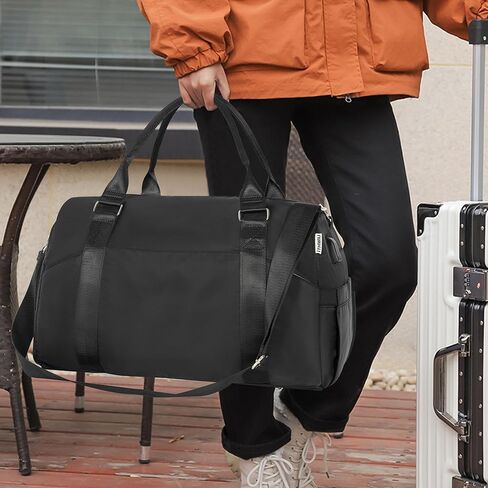 حقيبة سفر رياضية من ITHWIU للنساء، حقيبة صالة الألعاب الرياضية مع منفذ شحن USB، حقيبة ليلية لعطلة نهاية الأسبوع مع جيب مبلل وحجرة أحذية للنساء، صالة الألعاب الرياضية، اليوغا، السفر (وردي) in Kuwait