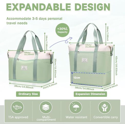 حقيبة ASKSKY الليلية، حقيبة سفر قابلة للتوسيع مع حقيبة تروللي وحقيبة كمبيوتر محمول، حقيبة صالة الألعاب الرياضية بجيب جاف منفصل ورطب في عطلة نهاية الأسبوع in Kuwait