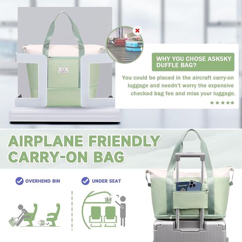 حقيبة ASKSKY الليلية، حقيبة سفر قابلة للتوسيع مع حقيبة تروللي وحقيبة كمبيوتر محمول، حقيبة صالة الألعاب الرياضية بجيب جاف منفصل ورطب في عطلة نهاية الأسبوع in Kuwait