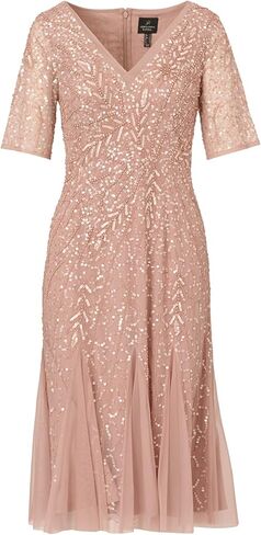 Adrianna Papell Women's Beaded Midi Dress with Godets in Saudi Arabia