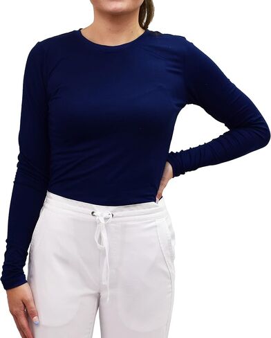 Green Town Scrubs للنساء - تي شيرت تحتي بأكمام طويلة، فائق النعومة، قماش مطاطي، خفيف الوزن، سهل العناية in Saudi Arabia