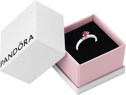 Pandora You & Me خاتم قلب أحمر لامع - خاتم من الفضة الإسترليني للنساء - خاتم متعدد الطبقات أو قابل للتكديس - هدية لها - من الفضة الاسترليني مع زركونيا مكعب أحمر، مع صندوق هدايا in Saudi Arabia